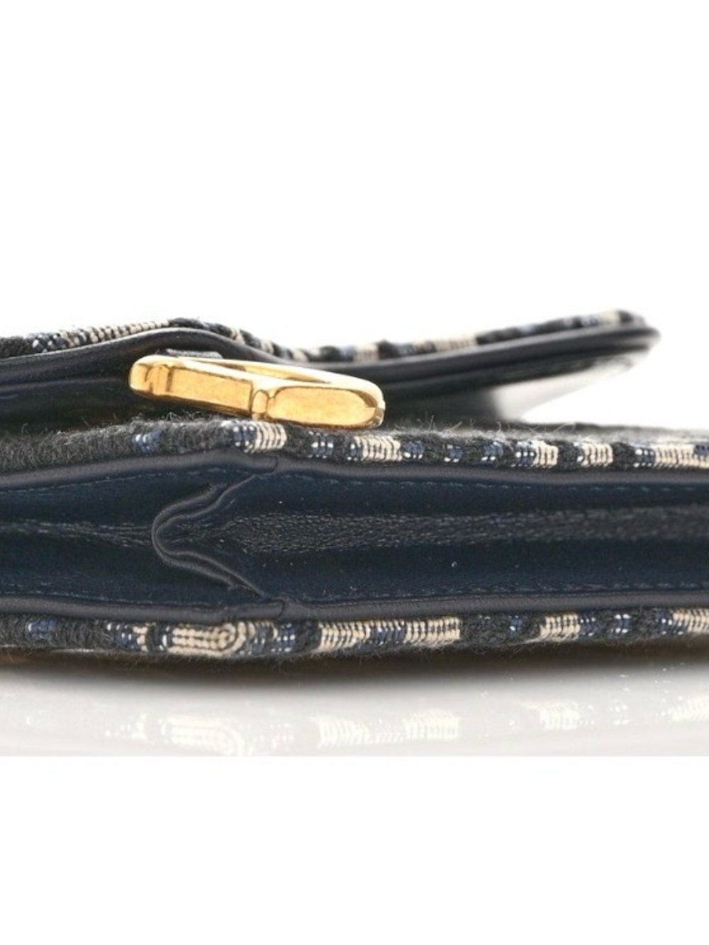 Dior Blue & Beige Oblique Monogram Clutch with Gold D-Ring - Picture 4 of 8